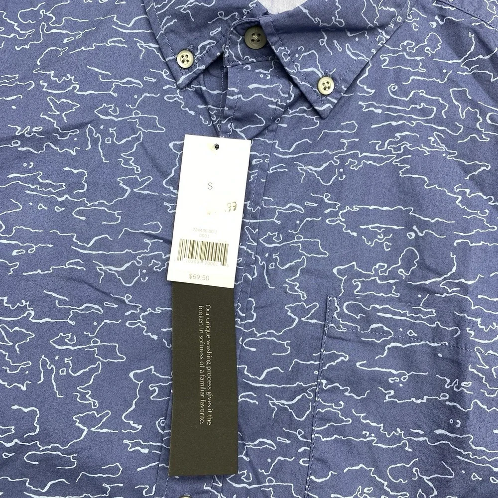 Banana Republic Button Up Mens Small Custom 078 Wash Shirt Blue Long Sleeve